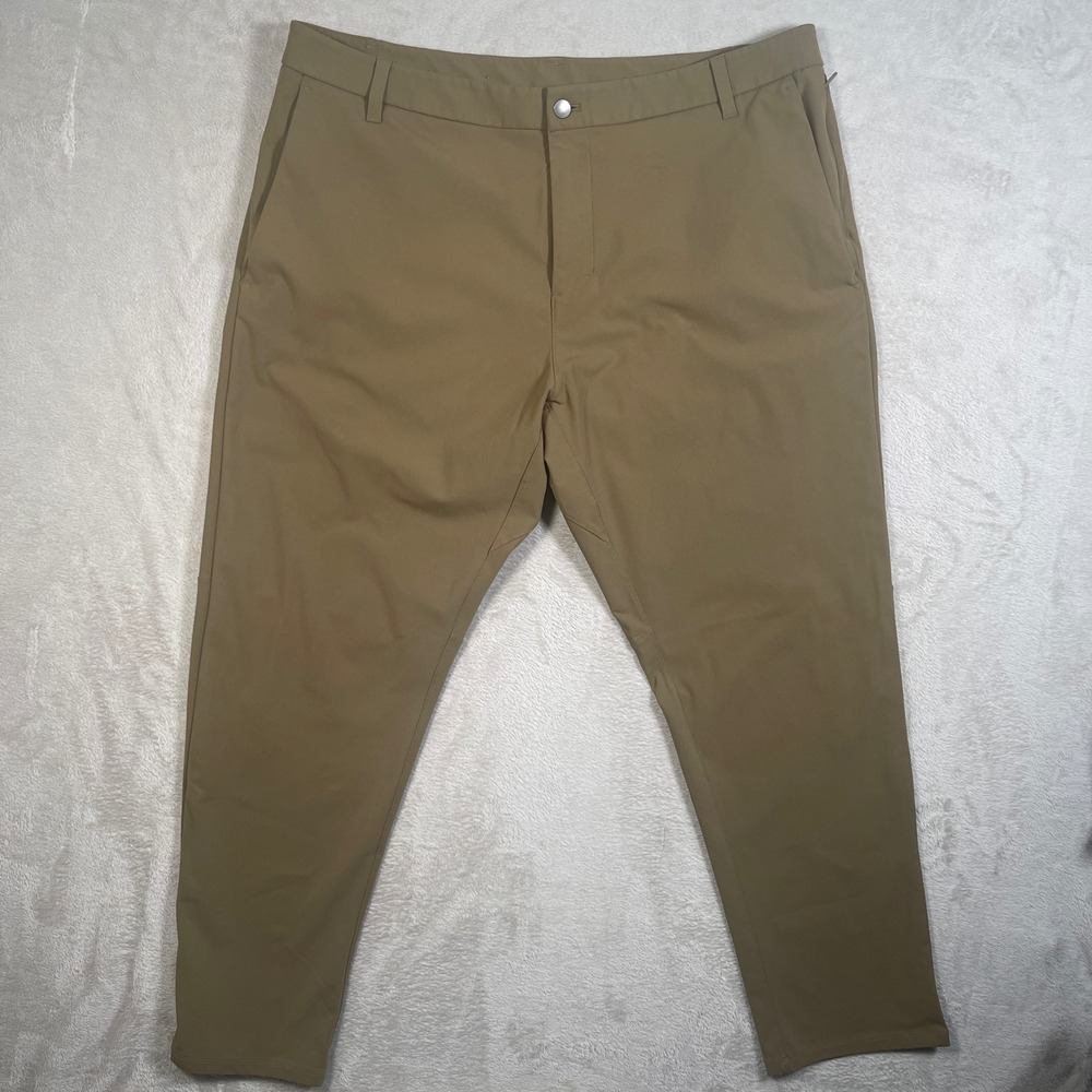 Lululemon Commission Tapered Chino Pants Mens 40 Dark Tan Technical Stretch Slim